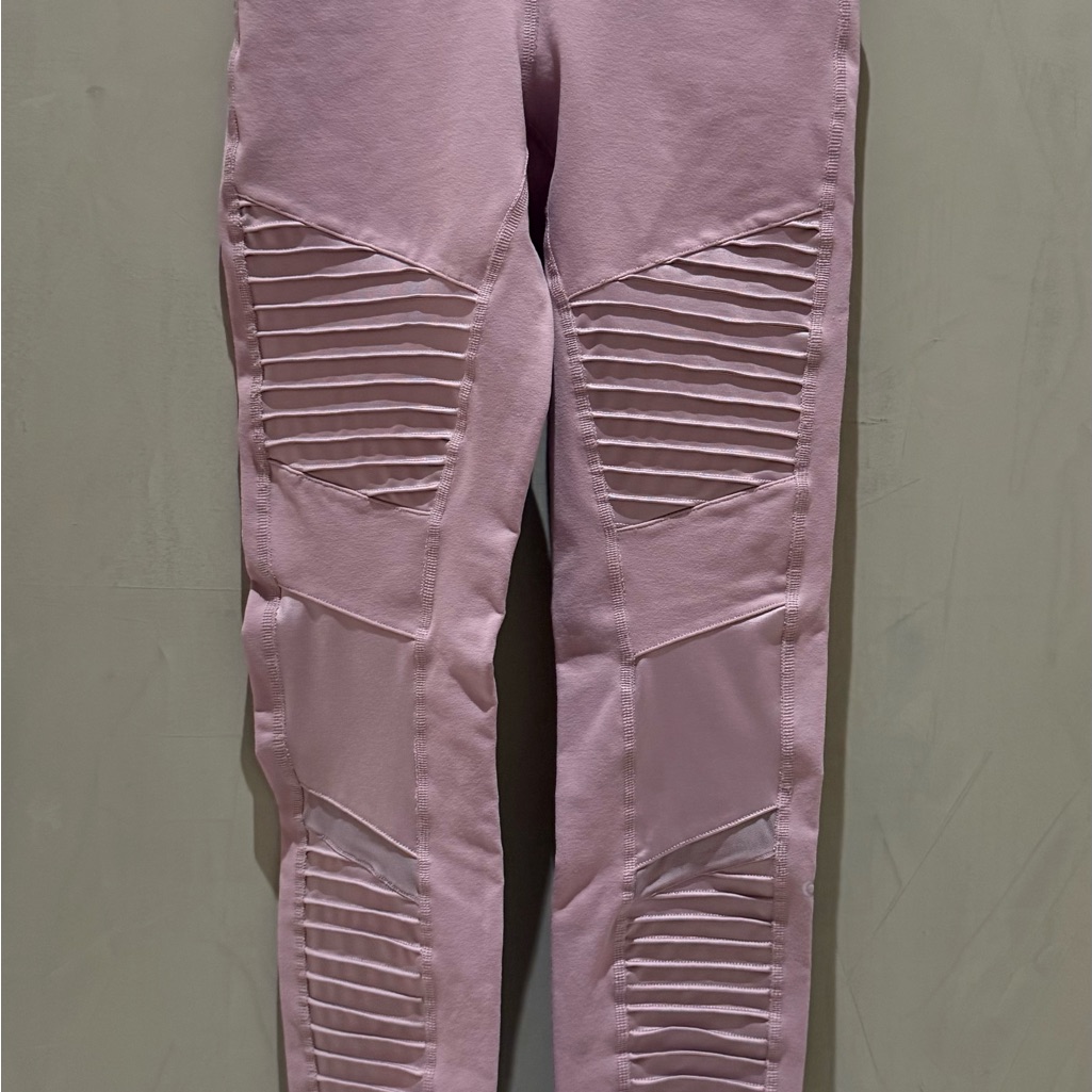 Alo Yoga Leggings Moto Style Compression Workout Leggings Taupe Mauve
